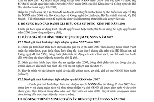 Công văn  1990/BKHCN-KHTC Bổ sung thuyết minh cơ sở xây dựng Dự toán ngân sách nhà nước 2008