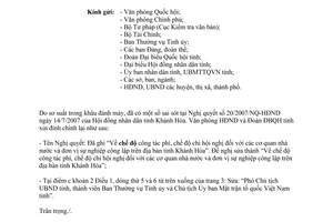 Công văn 59/VP 2007 đính chính Nghị quyết 20/2007/NQ-HĐND về công tác phí chi hội nghị Khánh Hòa