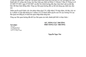 Công văn  4437/TCHQ-GSQL  vướng mắc thực hiện TT 45/2007/TT-BTC xử lý vi phạm và cập nhật thông tin vi phạm về C/O