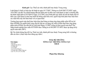 Công văn  10490/BTC-TCT  áp dụng mẫu tờ khai theo ứng dụng phần mềm Hỗ trợ kê khai