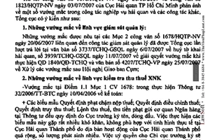 Công văn 4444/TCHQ-VP  trả lời  vấn đề vướng mắc về nghiệp vụ của Cục Hải quan Hồ Chí Minh