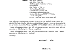 Công văn 64/VP 2007 đính chính Nghị quyết 29/2007/NQ-HĐND Khánh Hòa