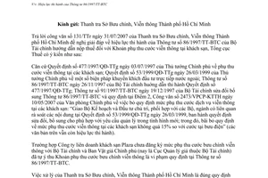 Công văn  3259/TCT-PC  hiệu lực thi hành của TT 86/1997/TT-BTC