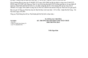 Công văn  3234/TCT-KK  hóa đơn thuế GTGT kê khai quá hạn