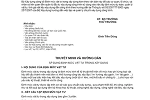 Công văn  1784/BXD-VP  công bố Định mức vật tư  xây dựng