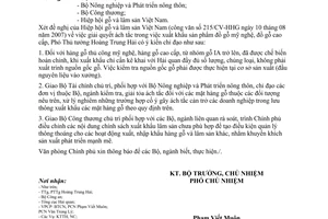 Công văn 4719/VPCP-NN  giải quyết ách tắc xuất khẩu hàng gỗ mỹ nghệ, hàng gỗ cao cấp