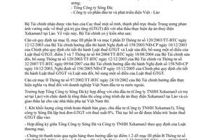 Công văn  11334/BTC-TCT thuế GTGT nhà thầu thực hiện dự án thuỷ điện Xekaman3 tại Lào