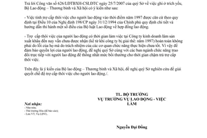 Công văn 3042/LĐTBXH-LĐVL  chi trả trợ cấp thôi việc