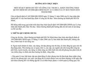 Công văn 316/HD-TĐKT năm 2007 thực hiện thi đua khen thưởng Quyết định 169/2006/QĐ-UBND
