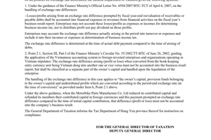 Official Dispatch No. 3133/TCT-CS on Tax policies for exchange rate differences