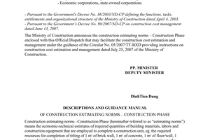 Official dispatch No. 1776/BXD-VP construction estimating norms construction phase 2007
