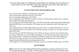Quyết định 88/2007/QĐ-UBND ủy nhiệm thu UBND phường, xã, thị trấn Ban quản lý chợ trực tiếp thu thuế địa bàn thành phố Hà Nội