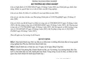 Quyết định 37/2007/QĐ-BCN lĩnh vực đầu tư có điều kiện ngành công nghiệp