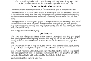 Quyết định 1409/2007/QĐ-UBND phổ biến giáo dục pháp luật cán bộ xã Phú Yên