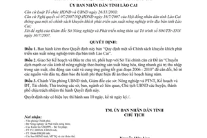 Quyết định 51/2007/QĐ-UBND  Chính sách khuyến khích phát triển sản xuất nông nghiệp trên địa bàn tỉnh Lào Cai
