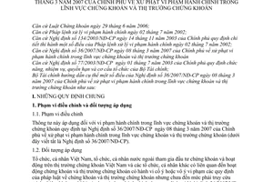 Thông tư 97/2007/TT-BTC xử phạt vi phạm hành chính chứng khoán thị trường chứng khoán hướng dẫn Nghị định 36/2007/NĐ-CP