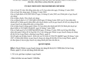 Quyết định 3605/QĐ-UBND phê duyệt Nhiệm vụ quy hoạch chung xây dựng đô thị khu Cù lao Long Phước, phường Long Phước quận 9