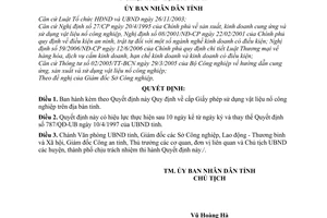 Quyết định 19/2007/QĐ-UBND cấp Giấy phép sử dụng vật liệu nổ công nghiệp