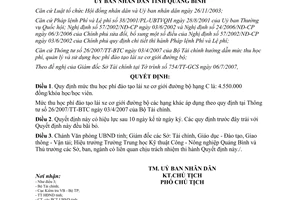 Quyết định 15/2007/QĐ-UBND thu học phí đào tạo lái xe cơ giới hạng C Quảng Bình