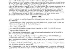 Quyết định 1438/2007/QĐ-UBND  mức thu phí thẩm định cấp giấy phép sử dụng