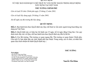 Quyết định 131/2007/QĐ-TTg Quy chế thuê tư vấn nước ngoài hoạt động xây dựng tại Việt Nam