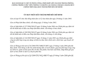 Quyết định 112 /2007/QĐ-UBND Quy chế phân công, phối hợp liên ngành phòng, chống trộm cước viễn thông buôn lậu hàng cấm qua mạng Tp Hồ Chí Minh