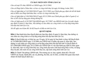 Quyết định 55/2007/QĐ-UBND Quy định quản lý khai thác bảo dưỡng sửa chữa