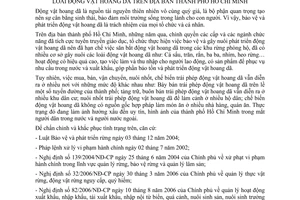 Chỉ thị 22/2007/CT-UBND tăng cường thực hiện biện pháp bảo vệ  phát triển động vật hoang dã địa bàn Hồ Chí Minh