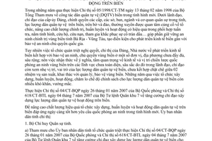 Chỉ thị 26/2007/CT-UBND tăng cường chỉ đạo xây dựng lực lượng dân quân tự vệ hoạt động trên biển