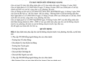 Quyết định 17/2007/QĐ-UBND mức phụ cấp cán bộ không chuyên trách ở xã, phường, thị trấn