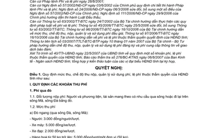 Nghị quyết 151/2007/NQ-HĐND khoản phí, lệ phí thẩm quyền quyết định Hội đồng nhân dân tỉnh