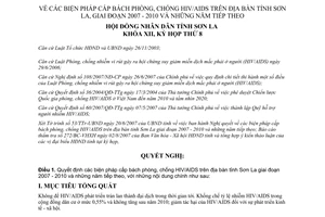 Nghị quyết 157/NQ-HĐND năm 2007 phòng chống HIV/AIDS Sơn La