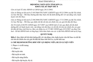 Nghị quyết 155/2007/NQ-HĐND chế độ dinh dưỡng vận động viên huấn luyện viên Sơn La
