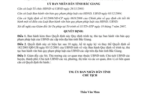 Quyết định 69/2007/QĐ-UBND trình tự thủ tục ban hành văn bản pháp luật Bắc Giang