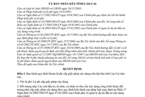 Quyết định 56/2007/QĐ-UBND lệ phí cấp giấy phép xây dựng trên địa bàn tỉnh Lào Cai