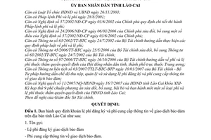 Quyết định 58/2007/QĐ-UBND lệ phí đăng ký phí cung cấp thông tin giao dịch bảo đảm trên địa bàn tỉnh Lào Cai