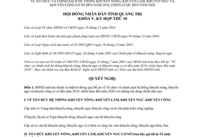 Nghị quyết 12/2007/NQ-HĐND khuyến nông lâm ngư công đến 2010 2020 Quảng Trị