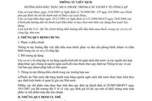 Thông tư liên tịch 10/2007/TTLT-BYT-BTC  hướng dẫn đấu thầu mua thuốc trong các cơ sở y tế công lập