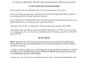 Quyết định 1875/2007/QĐ-UBND thù lao giảng viên báo cáo viên tỉnh Ninh Bình