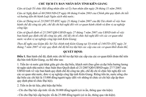 Quyết định 1483/QĐ-UBND năm 2007 quy định chế độ hỗ trợ đại hội các cấp