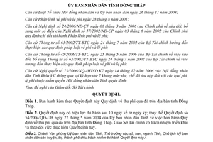 Quyết định 45/2007/QĐ-UBND thu phí qua đò Đồng Tháp