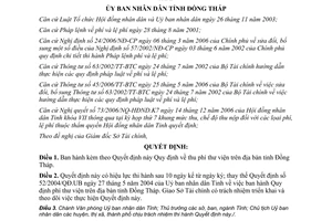 Quyết định 46/2007/QĐ-UBND thu phí thư viện Đồng Tháp
