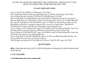 Quyết định 26/2007/QĐ-UBND  mức thu chế độ thu, nộp quản lý sử dụng phí lệ phí