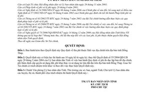 Quyết định 44/2007/QĐ-UBND thu phí  lĩnh vực địa chính trên địa bàn tỉnh Đồng Tháp