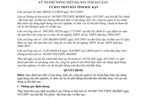 Quyết định 1356/QĐ-UBND năm 2007 chi xây dựng ngân hàng câu trắc nghiệm tổ chức các kỳ thi phổ thông Bắc Kạn