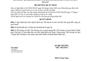 Quyết định 1218/QĐ-BTP Kế hoạch rà soát văn bản liên quan đến công tác quy hoạch