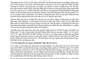 Chỉ thị 20/2007/CT-UBND tăng cường công tác bảo đảm trật tự an toàn giao thông Nghệ An