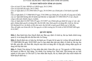 Quyết định 38/2007/QĐ-UBND bản quy định trình tự thủ tục hành chính quản lý sử dụng đất tỉnh An Giang
