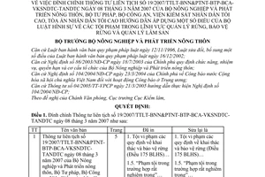 Quyết định 2486/QĐ-BNN đính chính Thông tư liên tịch 19/2007/TTLT-BNNPTNT-BTP-BCA-VKSNDTC-TANDTC tội phạm quản lý bảo vệ rừng lâm sản
