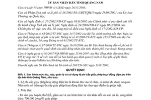 Quyết định 29/QĐ-UBND 2007 mức thu lệ phí cấp giấy phép điện lực Quảng Nam